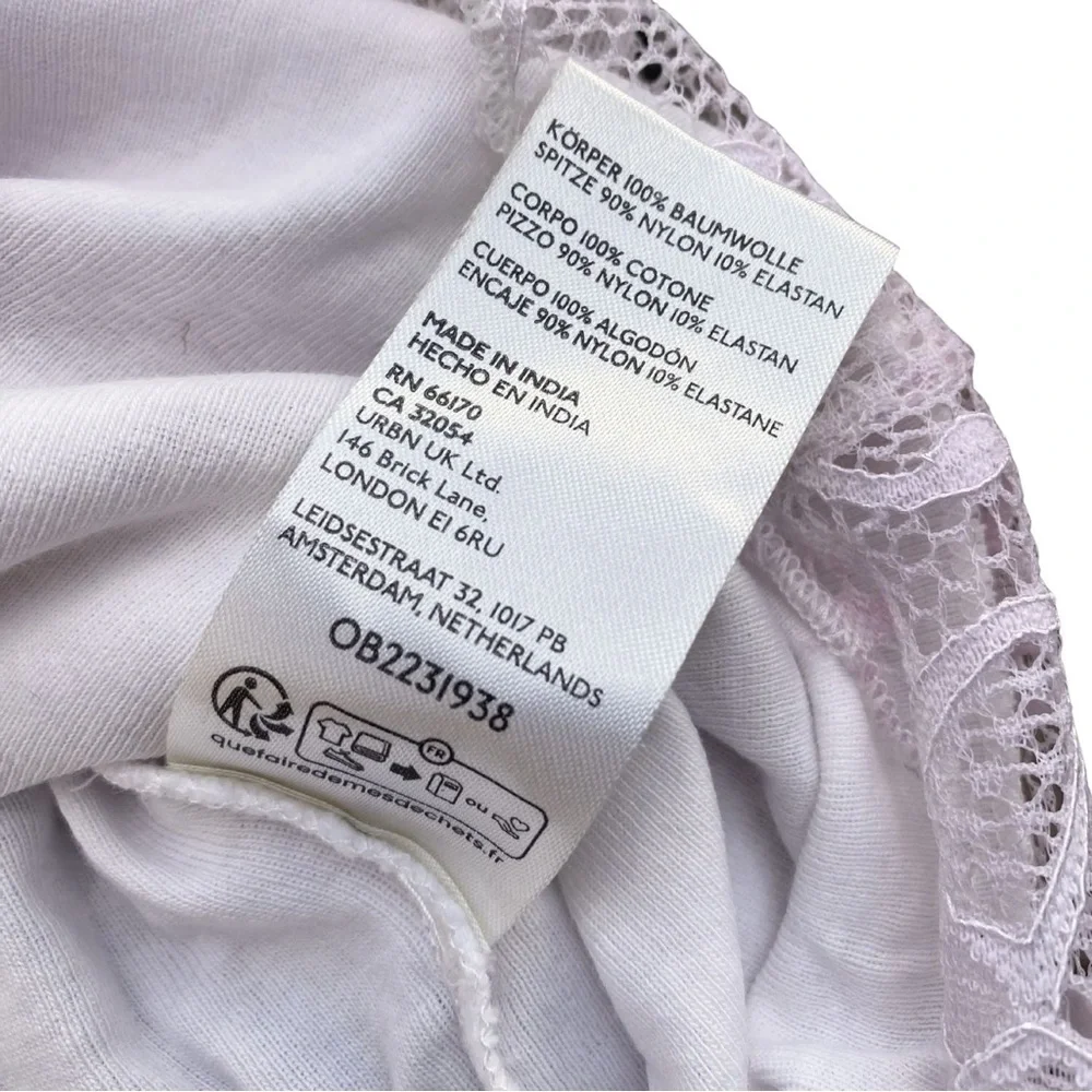 Free People Small Petite Button Up Pink White Floral Lace Crop Top Shirt Boho - Picture 9 of 9